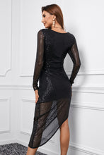 Load image into Gallery viewer, Black Asymmetrical Sequin Dress

