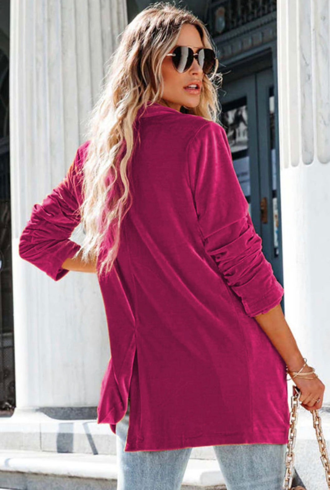 Pocketed Velvet Blazer