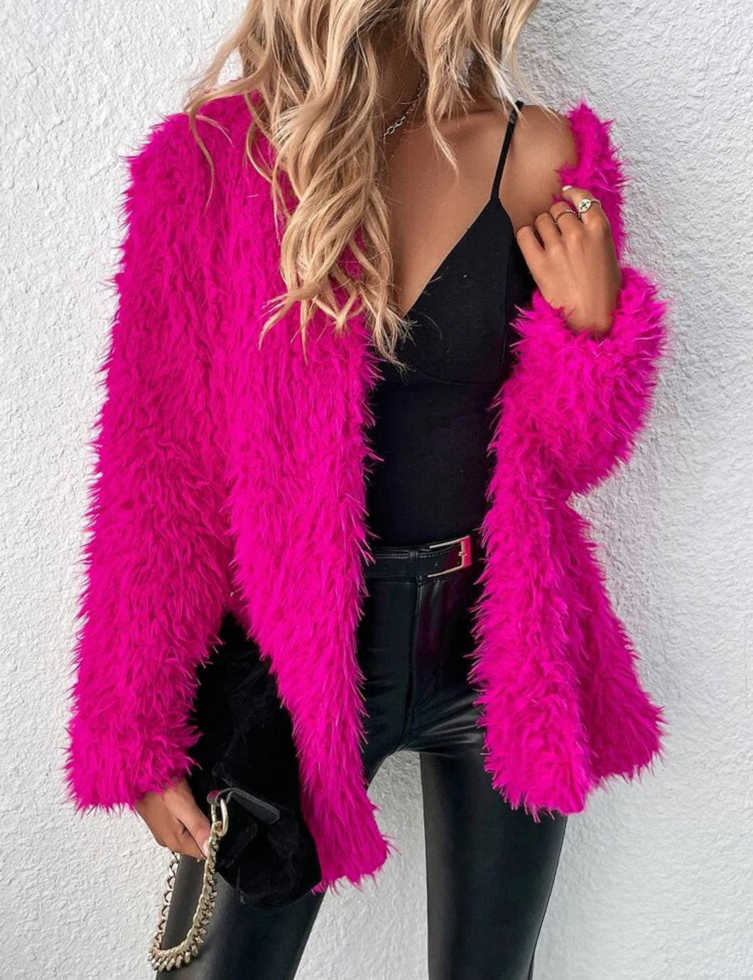 Hot Pink Fuzzy Cardigan