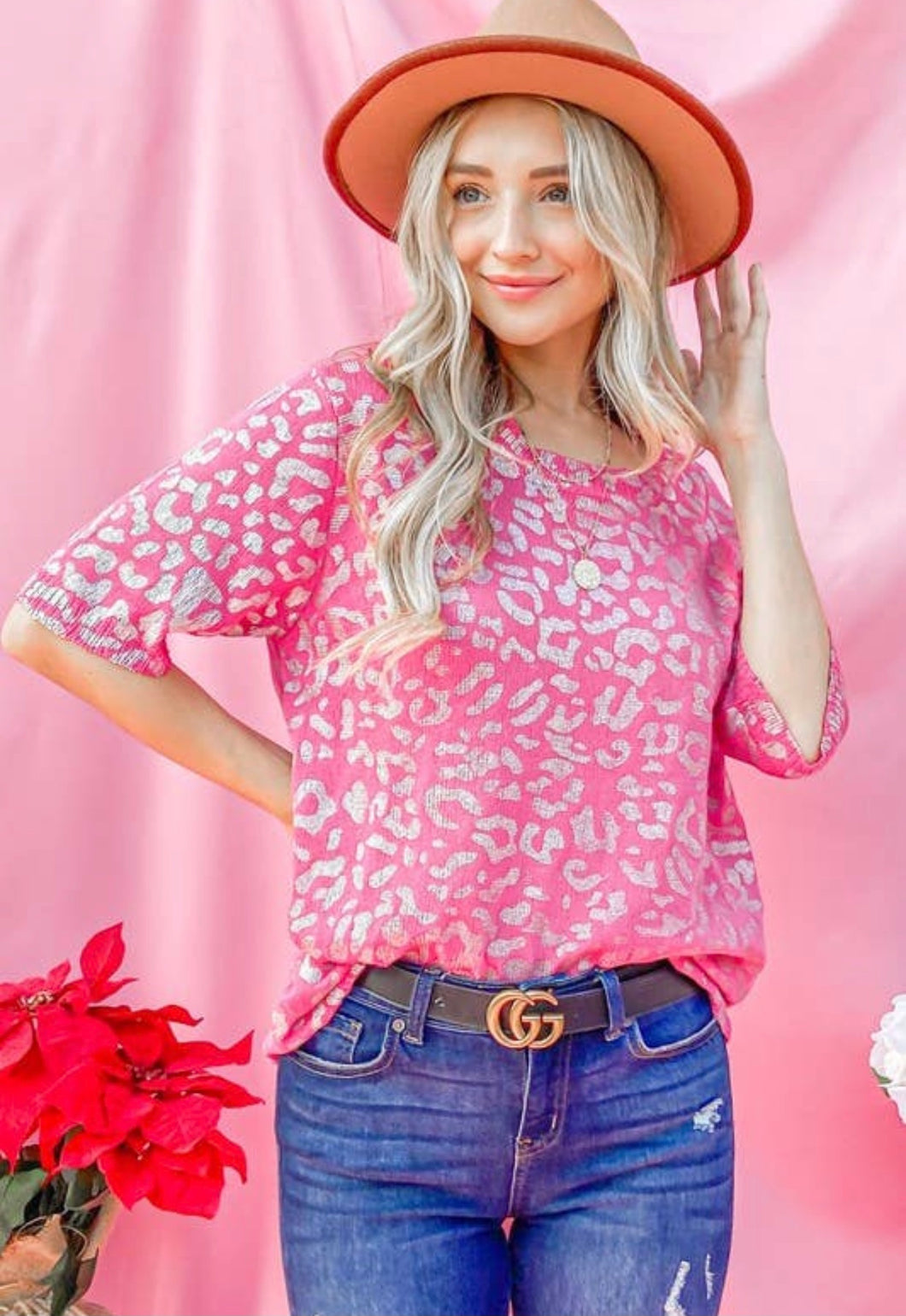 Leopard Printed Half Sleeve Top