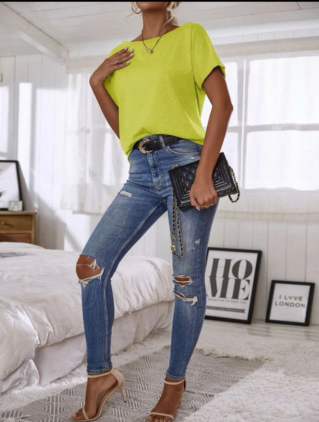 Yellow Off The Shoulder Solid Top