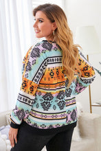 Load image into Gallery viewer, Plus Size Aztec Long Sleeve Top
