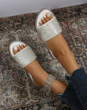 Load image into Gallery viewer, White Rhinestone Slide Sandals
