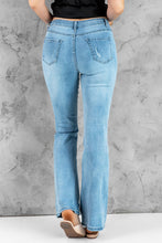 Load image into Gallery viewer, Sky Blue Wash Distressed Flare Jeans
