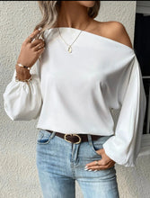 Load image into Gallery viewer, White Asymmetrical Blouse
