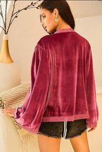 Load image into Gallery viewer, Plum Bell Sleeve Velvet Jacket
