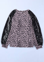 Load image into Gallery viewer, Sequin Leopard Long Sleeve Blouse
