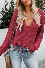 Load image into Gallery viewer, Red Distressed Sweater
