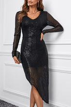 Load image into Gallery viewer, Black Asymmetrical Sequin Dress
